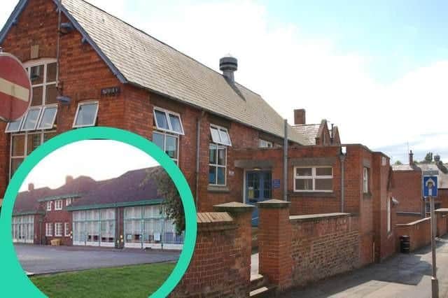 Alfred Street Junior School in Rushden and Tennyson Road Infant and Nursery School (inset)