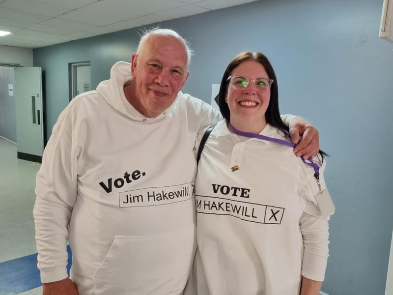 Jim Hakewill, independent candidate for Kettering, and his daughter