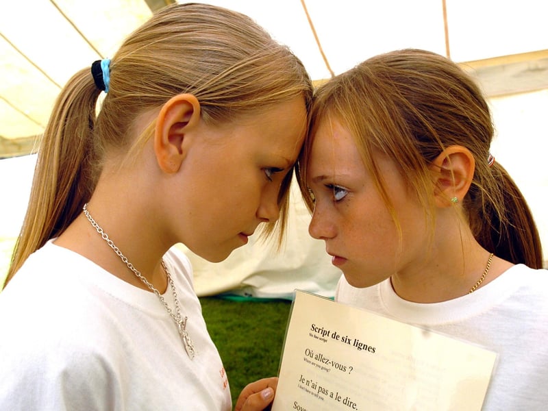 Head to head are Laura Bennett, 12, and Vicky Hull, 12