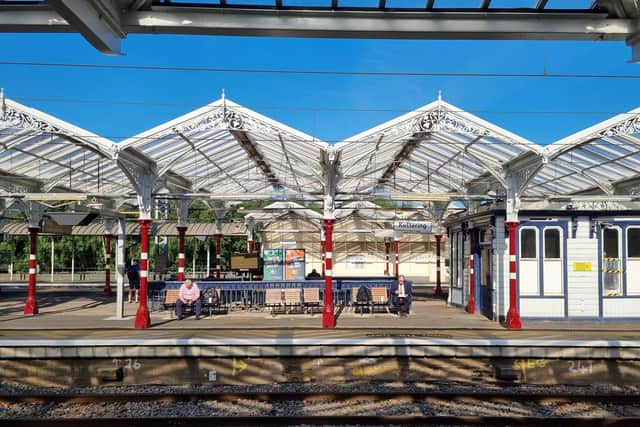 The canopies at Kettering Station have been restored and adapted for electrification of the mainline to London