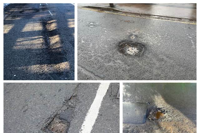 Some of the potholes recently reported in the north of the county