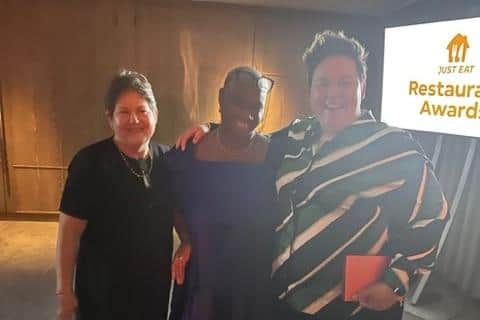 Jodi (right) at the awards bash with TV chef and broadcaste Andi Oliver