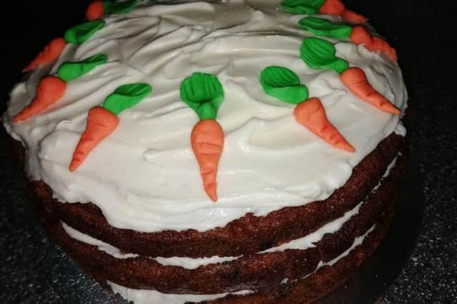 A local lady made this amazing cake, which tasted delicious!