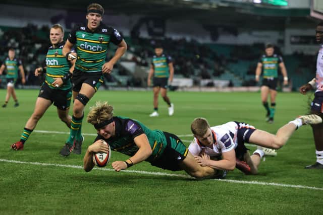 Henry Pollock impressed for Saints in the Premiership Rugby Cup last season (photo by David Rogers/Getty Images)