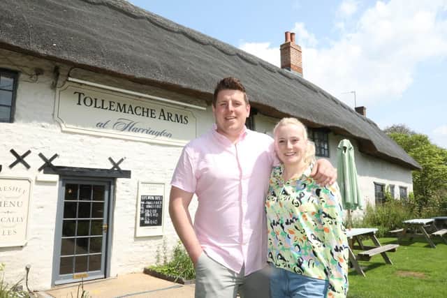 Joe Buckley and Flo Pearce licensees of The Tollemache Arms in Harringtion