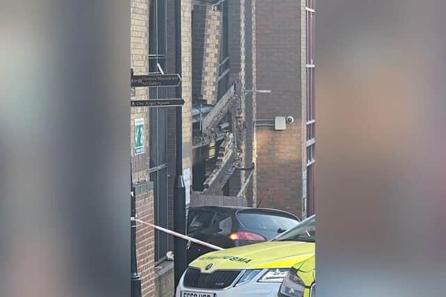 The collision took place just after 3.30pm on Friday October 18 and resulted in a car colliding with St John’s Car Park. Photo: Abigail Lucy Zoe Silman.