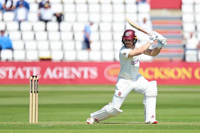 Lewis McManus hits out on his way to 53 (Picture: Peter Short)