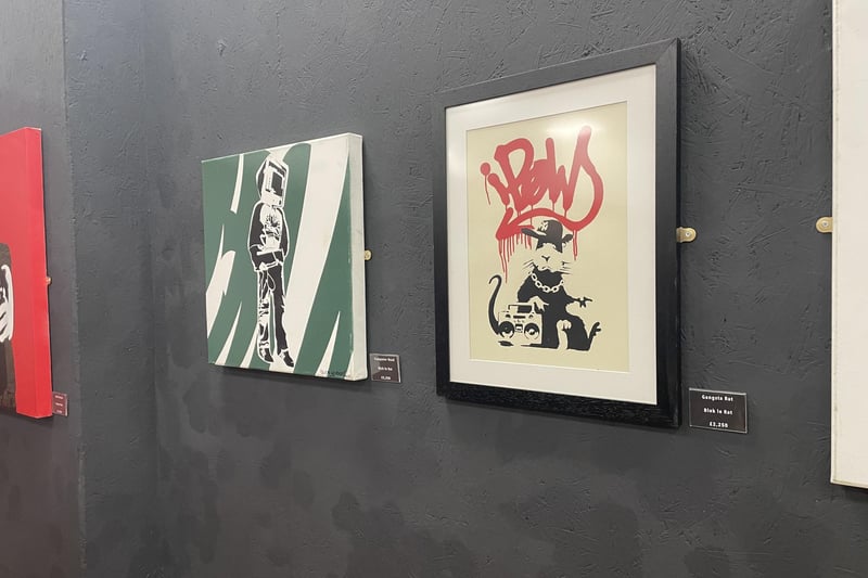 There are pieces by Parisian street artist Blek le Rat on show