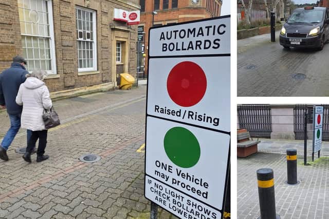 The automatic rising bollards were installed in Kettering town centre to stop vehicles entering the pedestrianised Traffic Regulation Order zone /National World