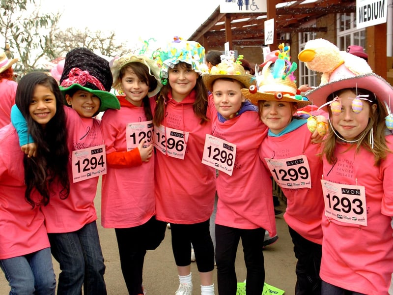 Pupils at the Crazy Hats walk at Wicksteed Park, March 2011