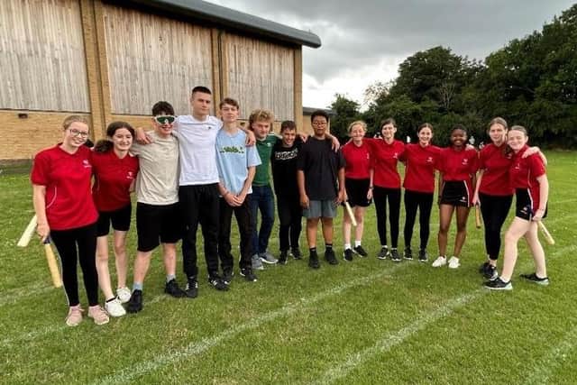 Students from Latimer who took part in the students versus staff rounders match