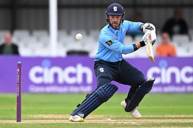 Lewis McManus on his way to a century for the Steelbacks against Derbyshire