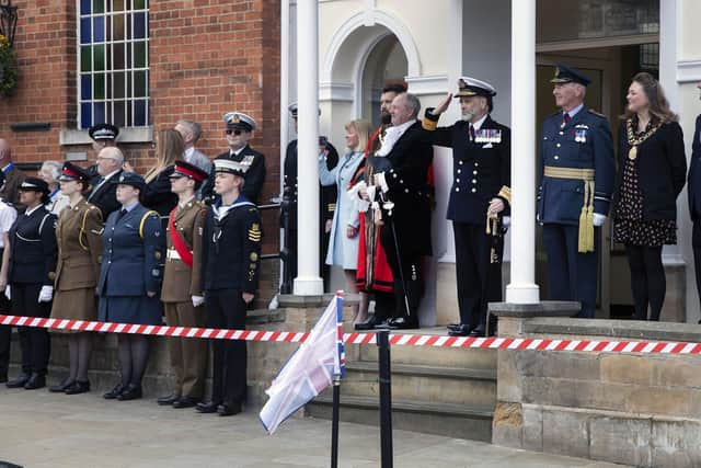 Vice Admiral Andrew Kyte takes the salute in Gold Street at the Freedom Parade through Kettering/GLYN DOBBS