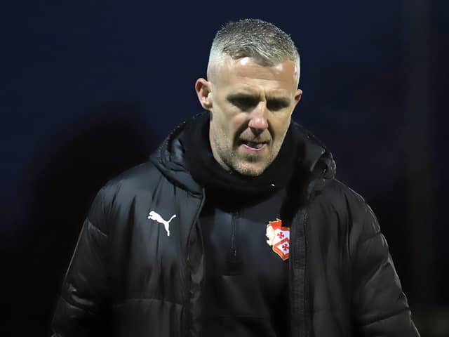 Kettering Town boss Richard Lavery was not a happy man after his side's defeat to AFC Rushden & Diamonds (Picture: Peter Short)
