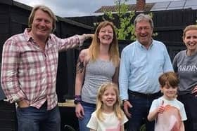 Rebecca and her children with Alan Titchmarsh and the Love Your Garden team