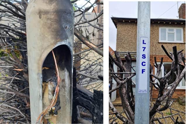The old streetlight with scorch marks and the newly replaced lamppost/Matthew Busby/National World