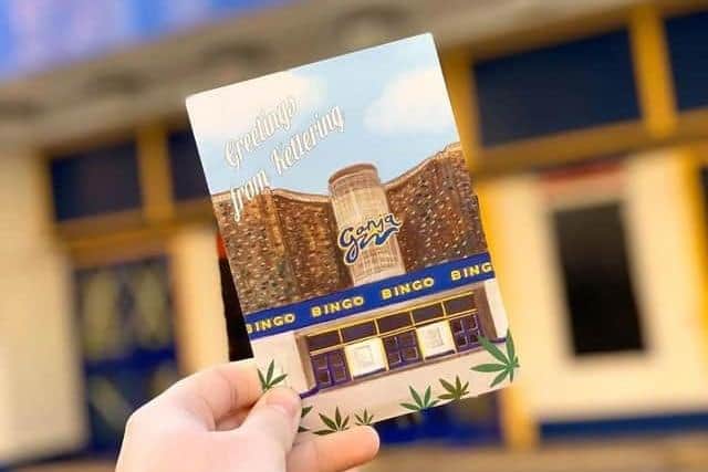 The cannabis factory raid even became the subject of a greetings card at another High Street store. Credit: The Bean Hive
