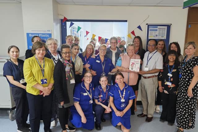 Glennis Hooper with the breast reconstruction team from Leicester Royal Infirmary