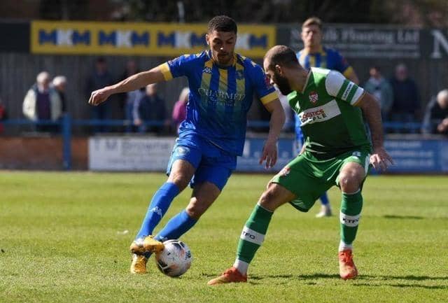 Action from Kettering Town's 4-1 defeat at King's Lynn Town on Good Friday. Picture by Tim Smith