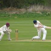 Jack Parker hits out on his way to 60 for Geddington. Picture by Nathan Armstrong