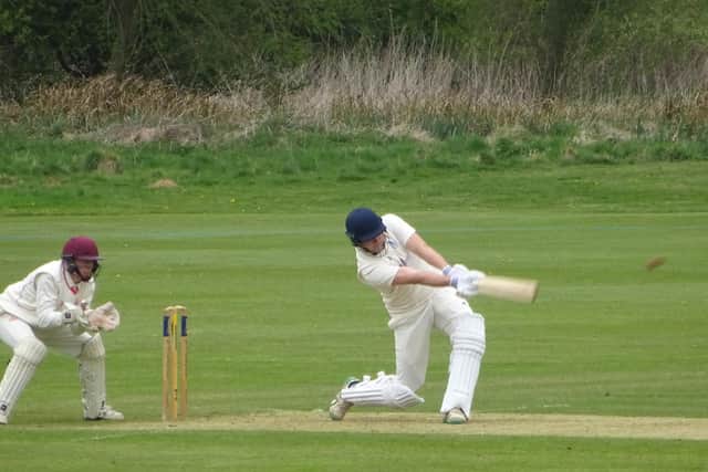 Jack Parker hits out on his way to 60 for Geddington. Picture by Nathan Armstrong