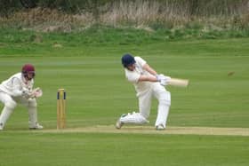 Jack Parker hits out on his way to 60 for Geddington. Picture by Nathan Armstrong