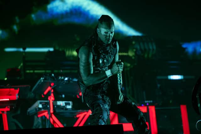 The Prodigy's Maxim on stage at The National Bowl in Milton Keynes, on Saturday, August 22, 2026. Photo by David Jackson.