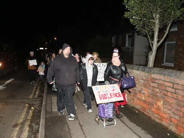 Reclaim the night march against domestic violence Kettering:women's march Kettering