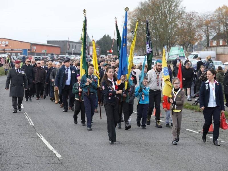 Corby RBL Remembrance Sunday parade and service at Corby War Memorial/
