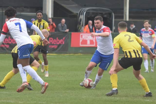 Diamonds striker Luke Emery looks for an opening in the defeat against Lye (Picture: Shaun Frankham)
