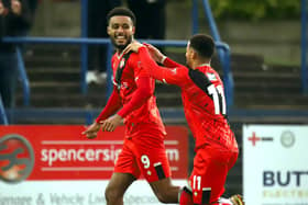 Tyrone Lewthwaite is all smiles after firing the Poppies into a 1-0 lead at Halesowen last Saturday (Picture: Peter Short)