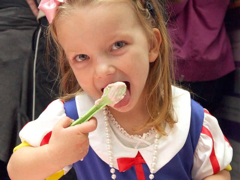 Pictured enjoying the Angel Delight, spiders and worms in 2011 is Julia Korzycka, 3.