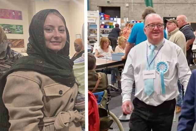 MP Gen Kitchen at the iftar event (left) and (right) Councillor Frank Kilgallon. Image: Gen Kitchen / Northants Telegraph