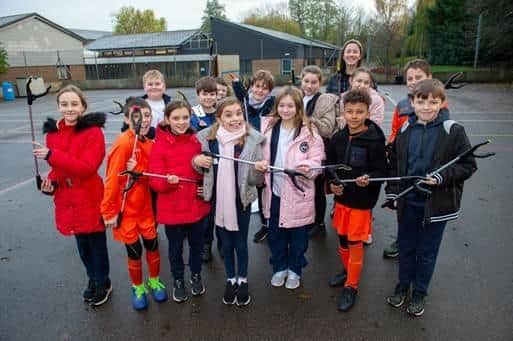 Pupils at Oundle CE Primary School helping to litter-pick as part of their Spirituality Day