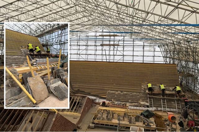 Collyweston slates are now being installed on Cornerstone roof / NNC