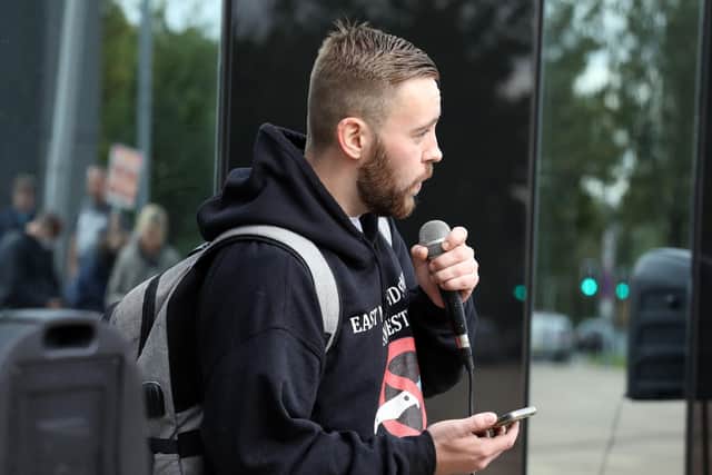 Jack Richman speaking at the Corby, Lives Not Knives march against knife crime in October  2021
