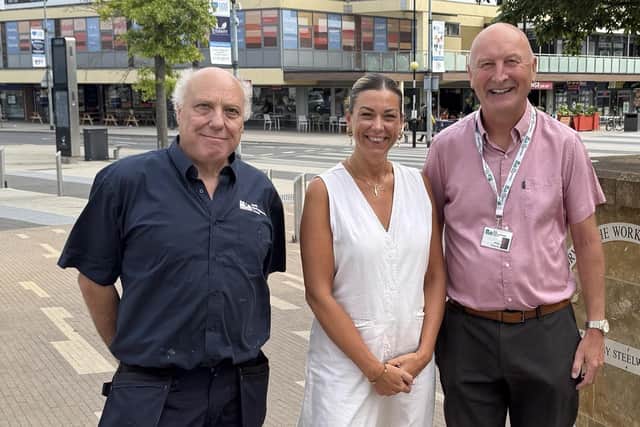 Alan Heels and Phil Doherty with chief executive of NNC, Adele Wylie
