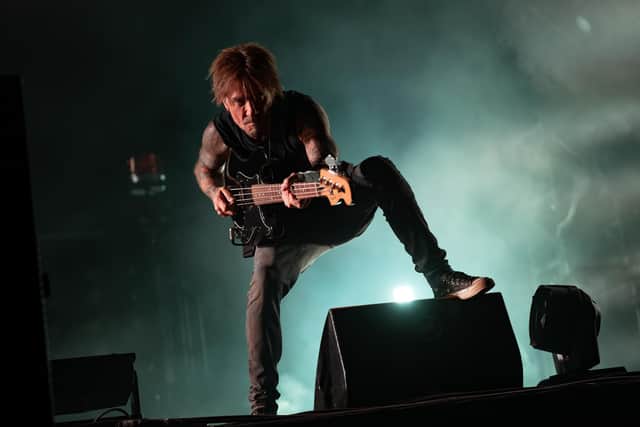 The Prodigy bassist Rob Holliday on stage at The National Bowl in Milton Keynes, on Saturday, August 22, 2026. Photo by David Jackson.