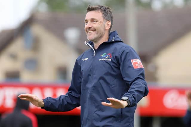 Simon Hollyhead savours a Latimer Park victory during his short stint in charge of Kettering Town (Picture: Peter Short)