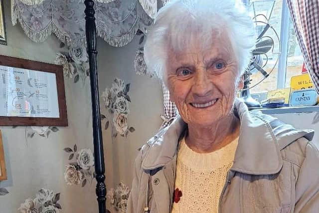 Elm Bank Resident Christine Foote enjoying Afternoon Tea
