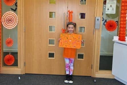 Elsie Alderman - Brambleside Primary School raising money for Team Sebastian on Orange Day