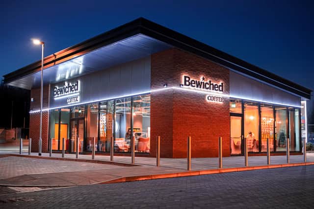 The striking Bewiched coffee drive-thru at Glenvale Park will be the first of its kind in the world to roast its own beans on site.