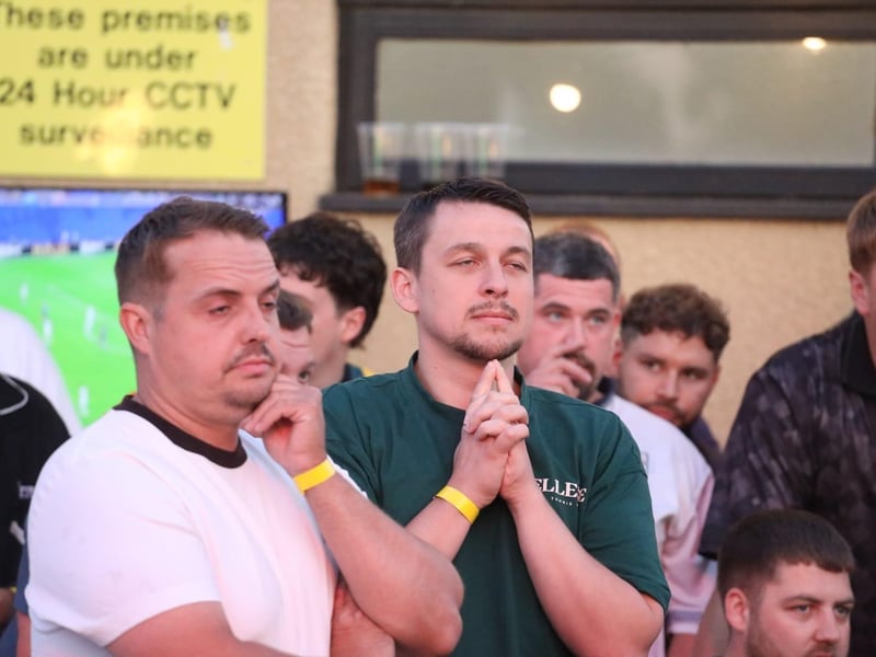 Fans at the Kettering Town FC World Cup Fan Zone watch England vs Argentina in the semi-final