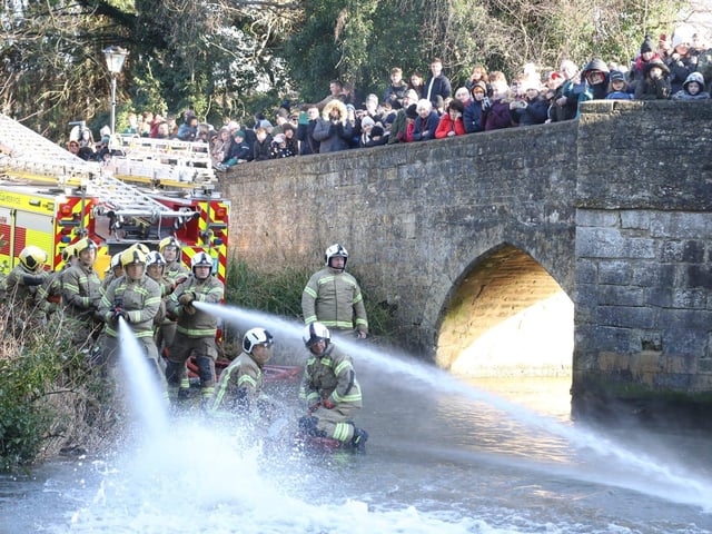 Annual Boxing Day Squirt between Geddington Volunteer Fire Brigade and Northants Fire and Rescue at Geddington Ford/National World