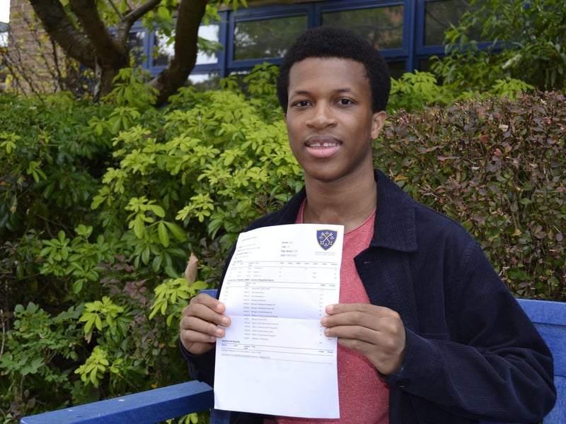 Brandon Kwei-Tagoe celebrating at Bishop Stopford School in Kettering today