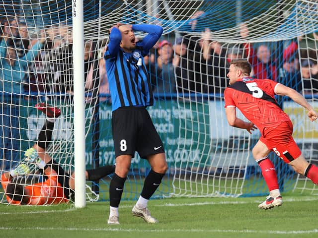 Kelvin Langmead runs away to celebrate after scoring Kettering Town's last-gasp leveller at Long Eaton on Saturday (Picture: Peter Short)