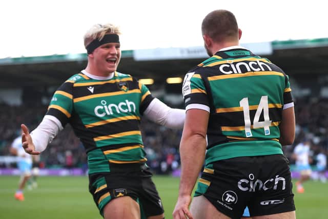 Henry Pollock celebrated with Ollie Sleightholme (photo by David Rogers/Getty Images)