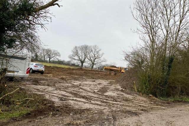 The Peasdale Hill Field site being levelled