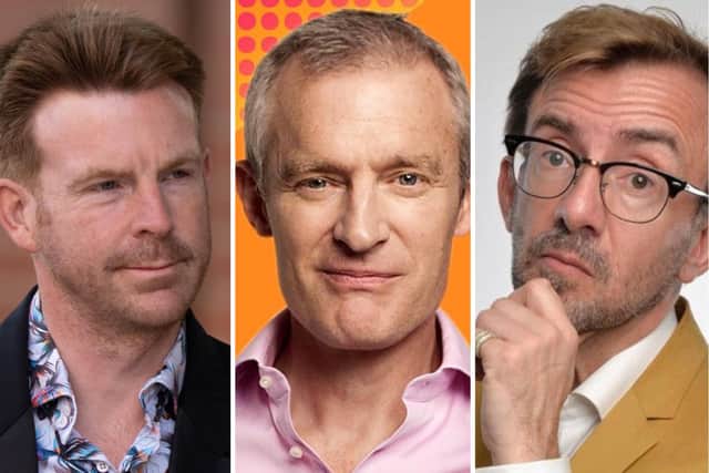 Alex Belfield has been found guilty of a nine-year 'campaign of harassment' against BBC staff including Jeremy Vine and Bernie Keith (right)