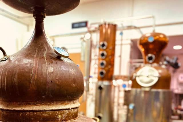 Inside the copper pot distillery